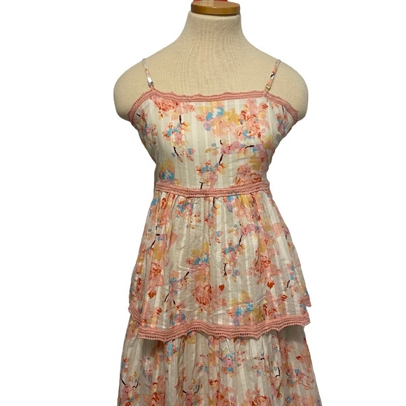 NWT CAROLINE CONSTAS Floral Tiered Ruffled BabyDoll Designer Cotton Maxi Dress M - Picture 3 of 12